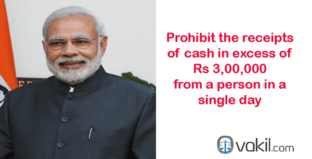 TRANSACTION IN CASH ABOVE RS 3 LAKHS IS PROHIBITED IN INDIA